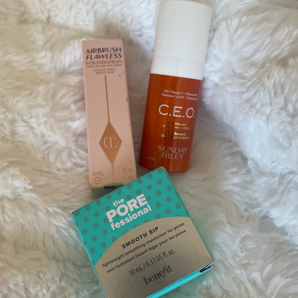 💕2 FOR $22💕 Charlotte Tilbury, Sunday Riley, Benefit sample skincare bundle